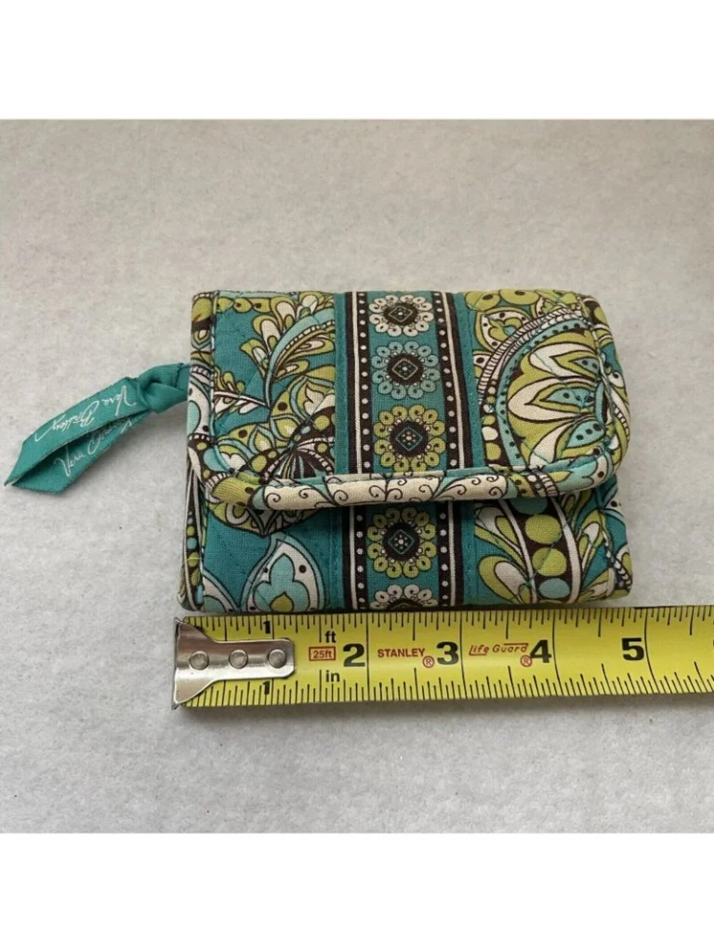 Vera Bradley Mini Trifold Wallet Peacock Turquoise Paisley Retired Pattern Y2K